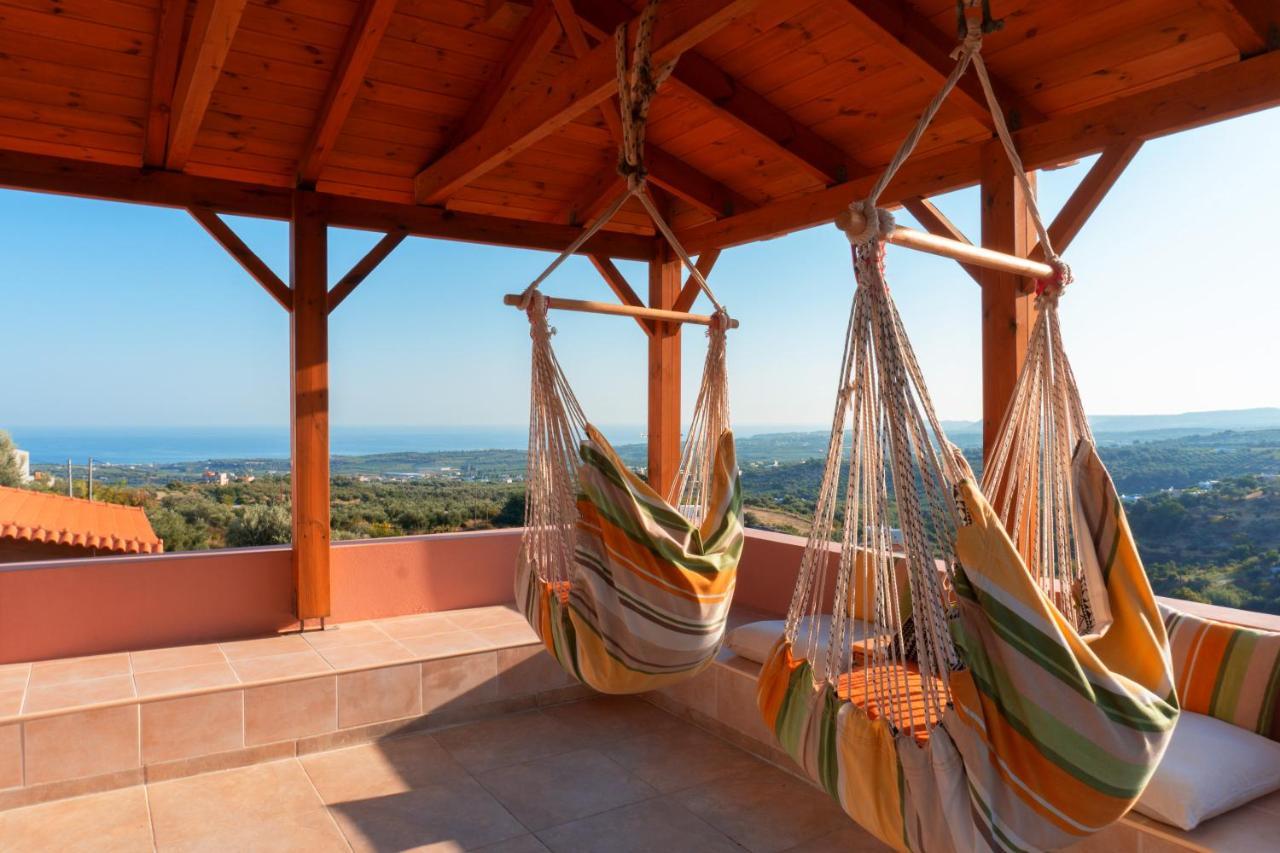 Villa Sunset With Stunning Sea View, Kids Area And Hammocks On Roof Terrace Agia Triada Eksteriør billede